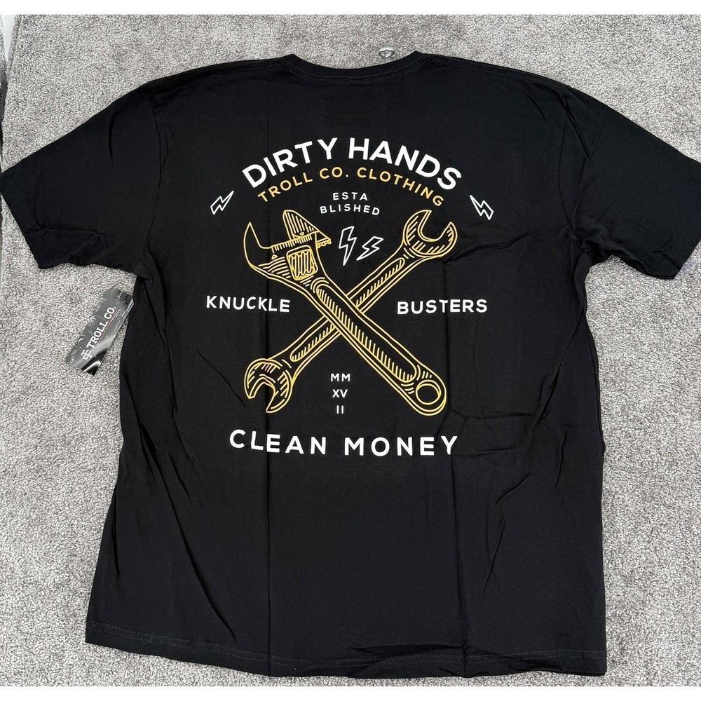 Troll Co. Dirty Hands Clean Money Twisting Wrenches Graphic T-Shirt Size 2XL